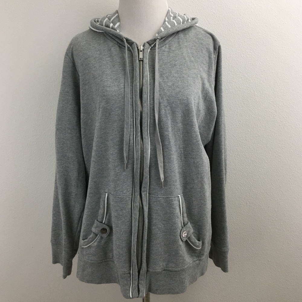 🔴 Anne Klein | Gray Zipper Hoodie